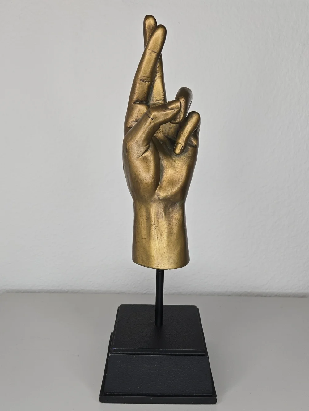 Vintage Brass Fingers Crossed Sculpture